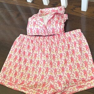 Pink Monkey Print Pajama Set